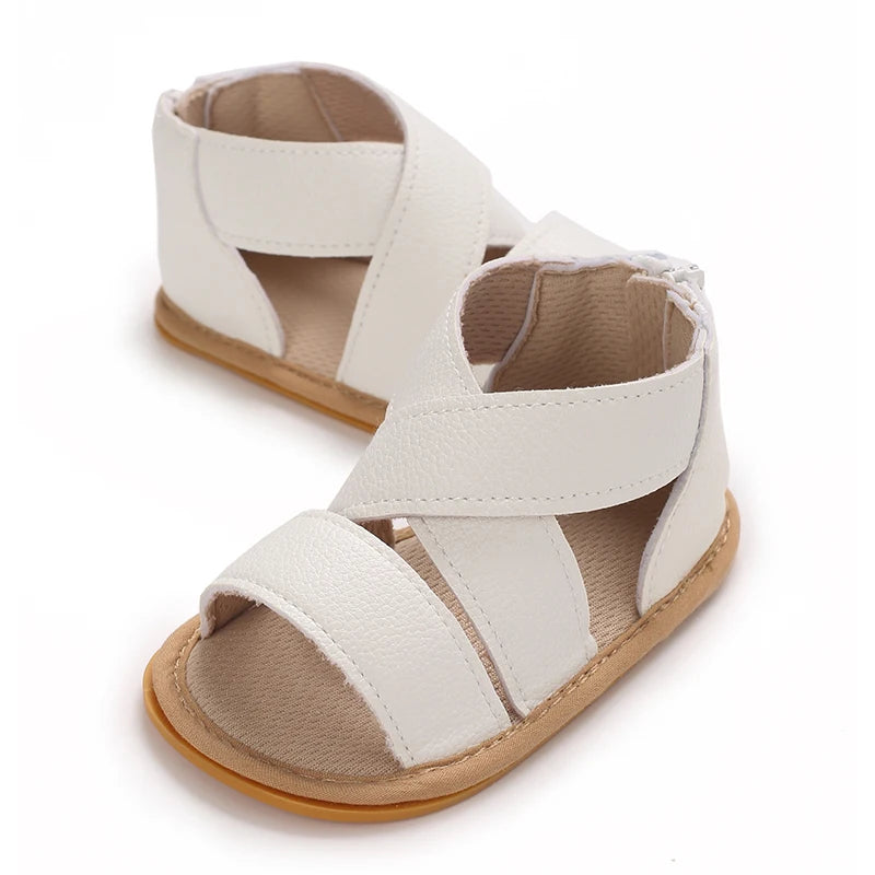 Baby Learning Walk Shoes,Back Zipper Summer Infant Sandals Soft Daily Wear Footwear for Newborn Baby Girls 0-1 Year