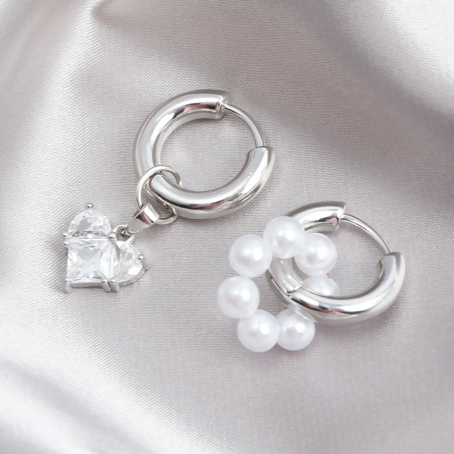 Fashion Jewelry Dual-use Zircon Heart Pendant Earrings for Women Accessory