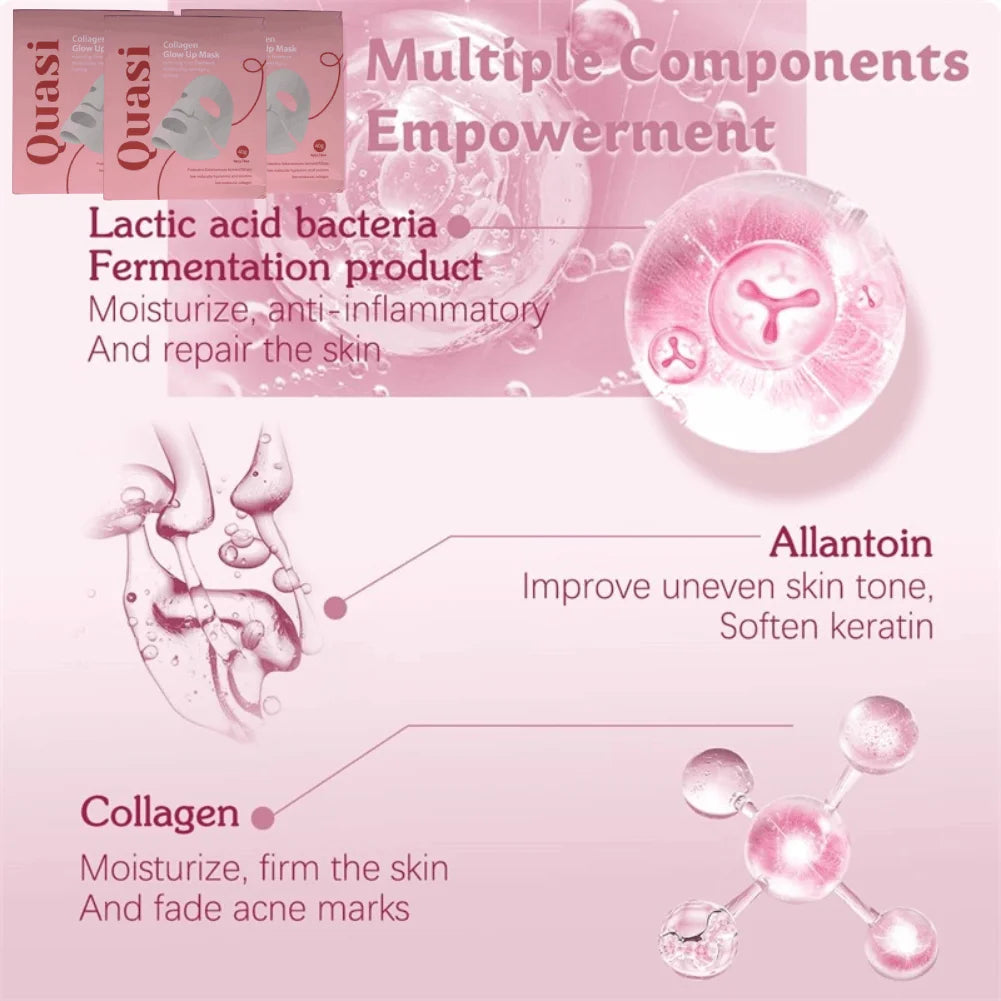 4PCS Quasi-Biological Collagen Hydrating Mask Overnight Brightening Anti-Aging Pore Minimizing Fine Line Reducing Mask Face Care