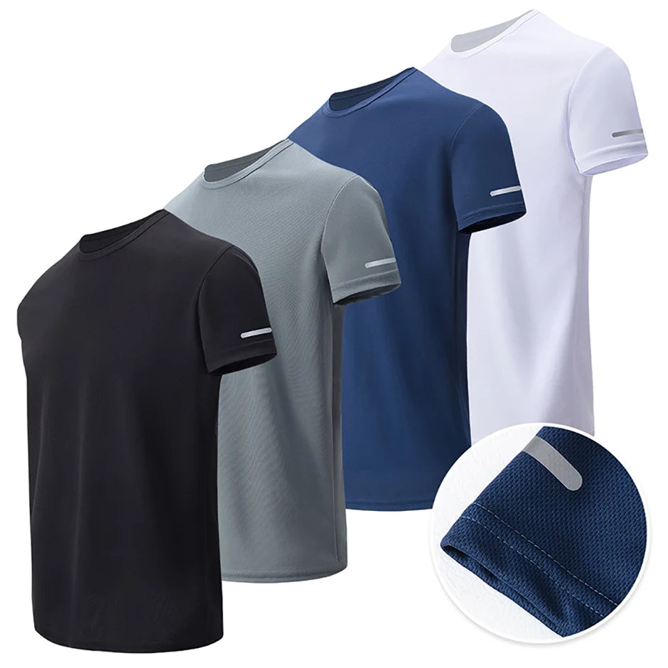 6/4 Pcs Men's Summer Multicolor Quick-drying Sports Short-sleeved Youth Running Fitness Basketball Football Breathable T-shirt