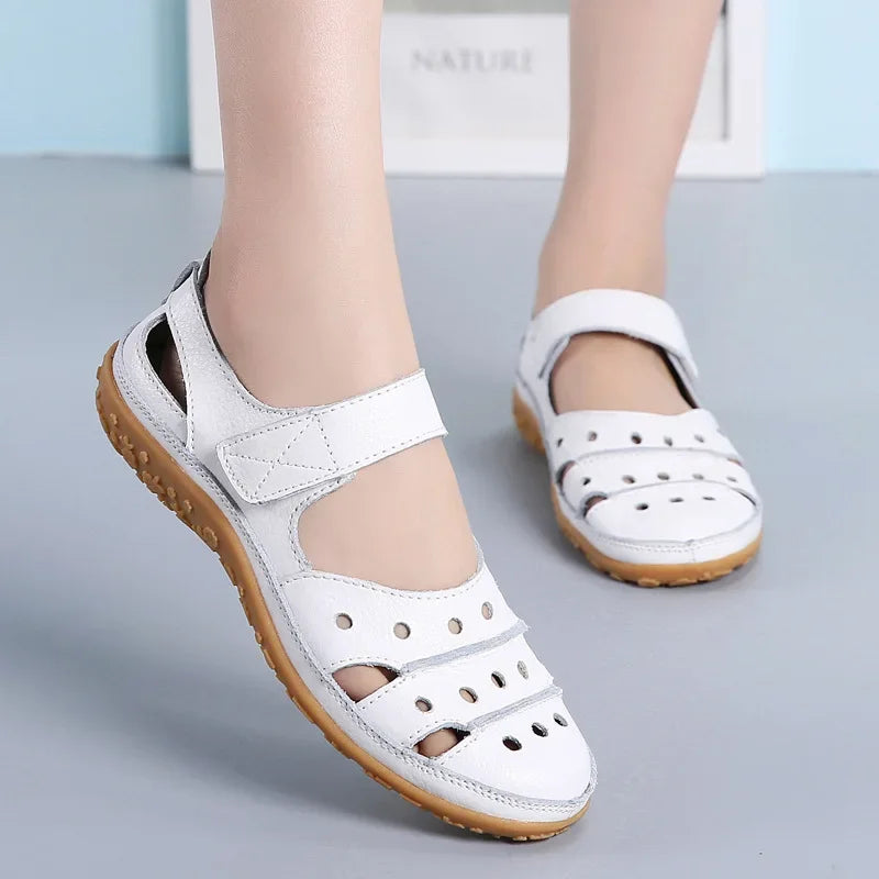 Women Sandals New Spring Summer Flat Hollow Out Ladies Shoes Buckle Solid Color Women's Sandals Beach Shoes Tailor-made Suits
