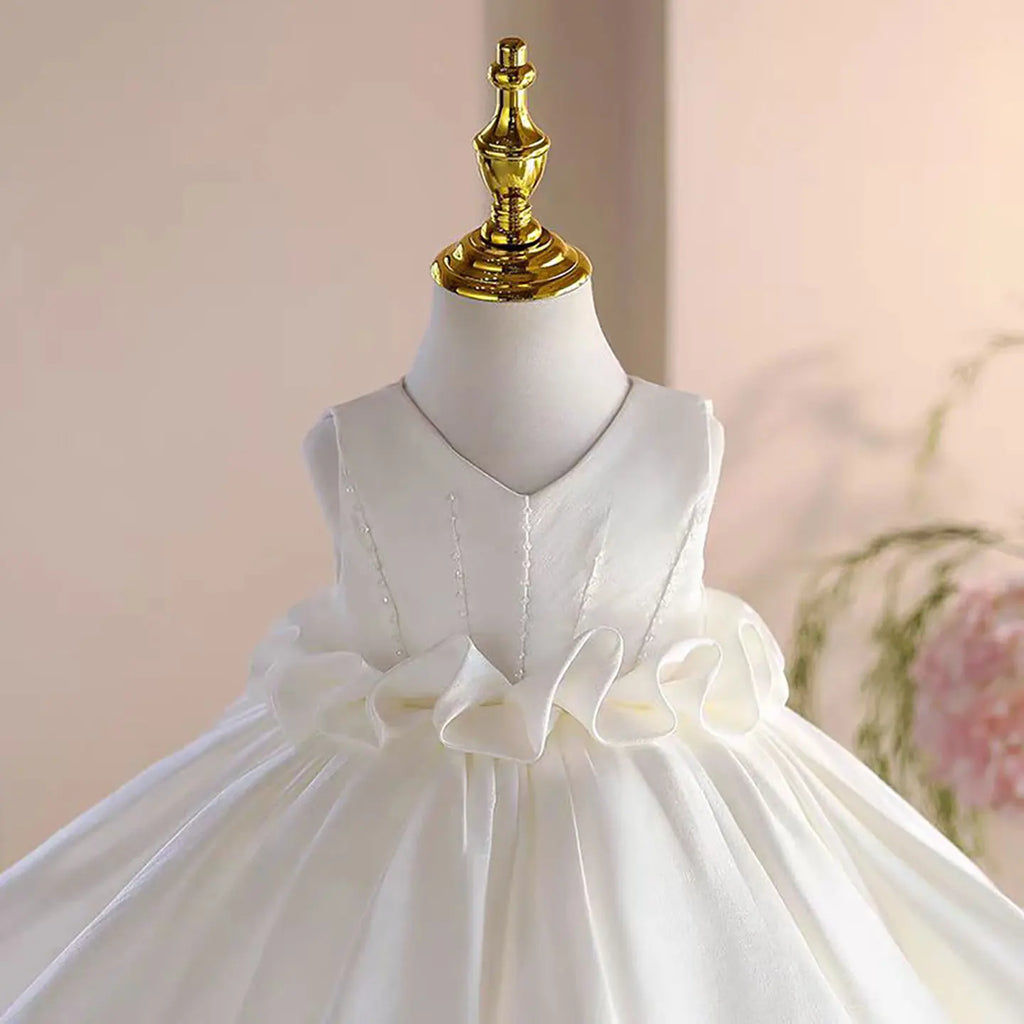 Dreamy Vow J460A Champagne Elegant Flower Girl Dress Satin Knee Length Children Wedding Birthday Holiday Party Pageant Dress