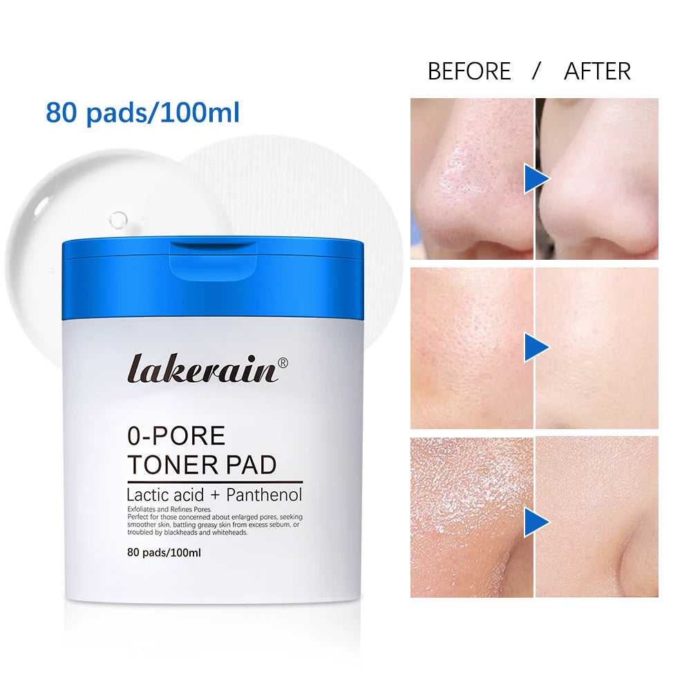Lakerain Zero Pore Toner Pads - Oil Control Exfoliating Treatment 80ct