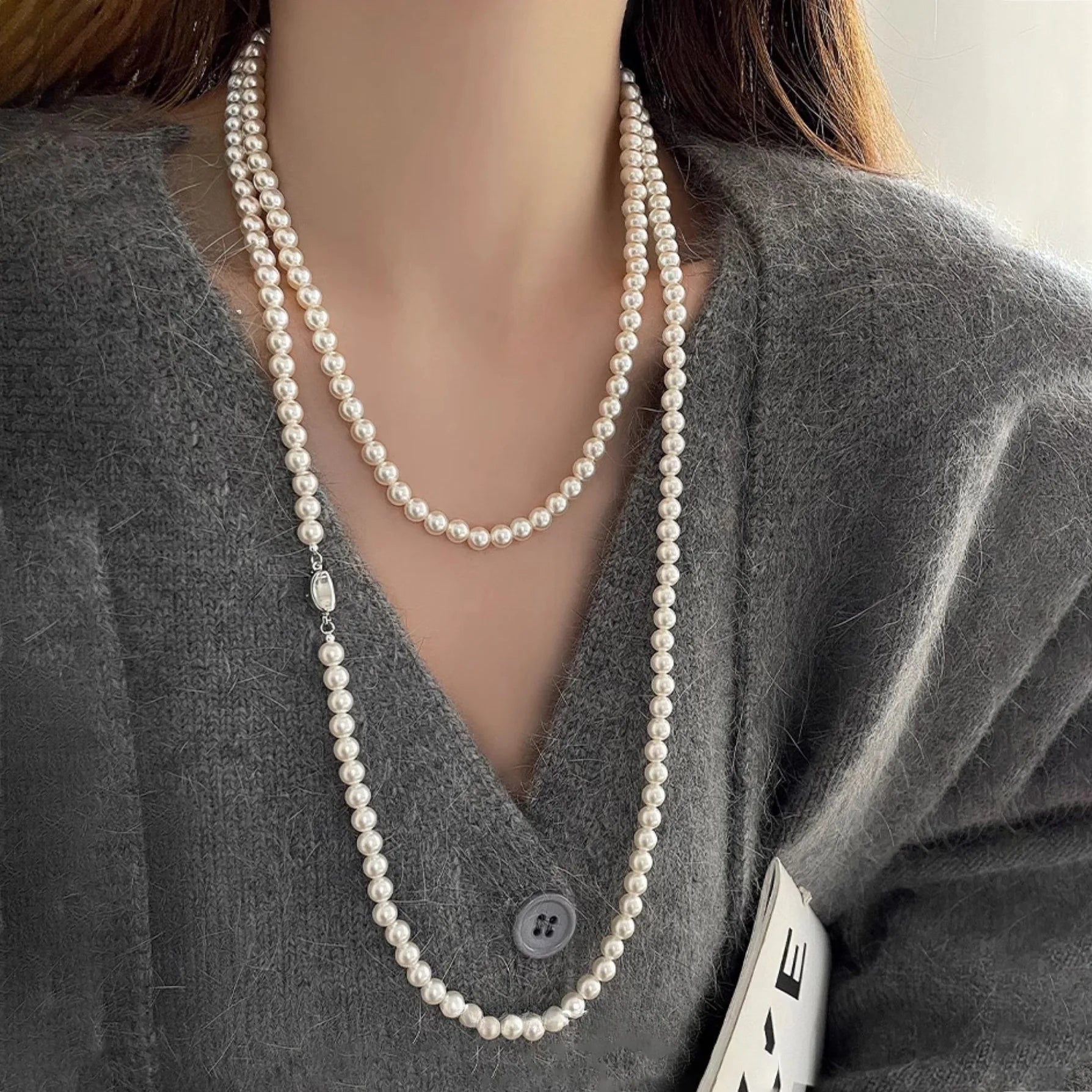 Multi-Layer Imitation Pearl Bead Necklace for Women