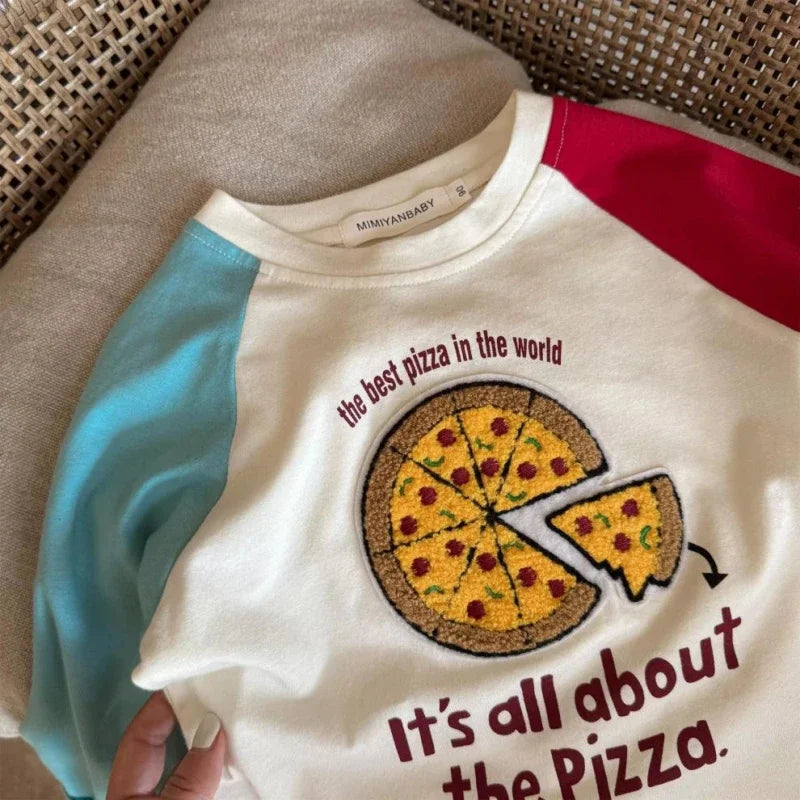 Boys Spring Cartoon Splicing T-Shirt Costume Toddler Fashion Cute Round Neck Tees Casual Loose New Long-Sleeved Tops Outer Wear