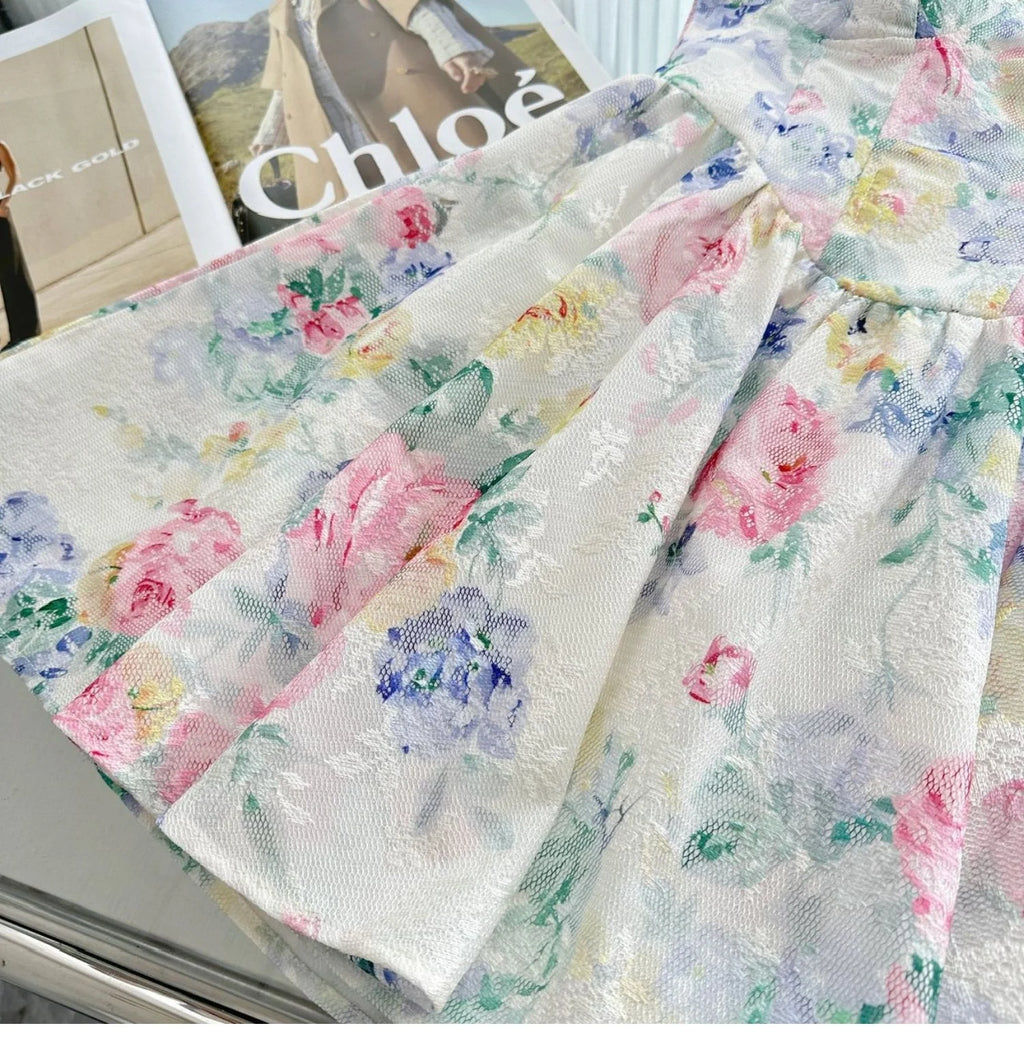 Sweet Pure Desire Style Women's Floral Print Halter Dress Slimming Waist Design Casual Summer Polyester Fiber Gown