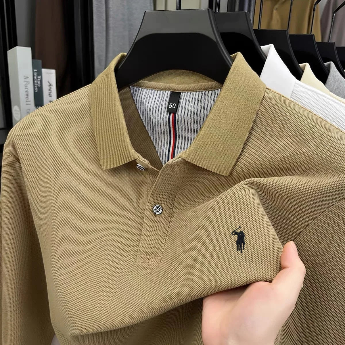 Mens 100 Percent Cotton Polo Shirt With Embroidered Pony Long Sleeve Autumn Winter Business Casual Polo Ralph Lauren