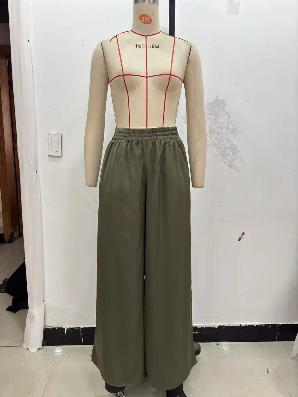 KONDALA Women's Wide Leg Pants - Casual Elastic Waist Trousers Pink