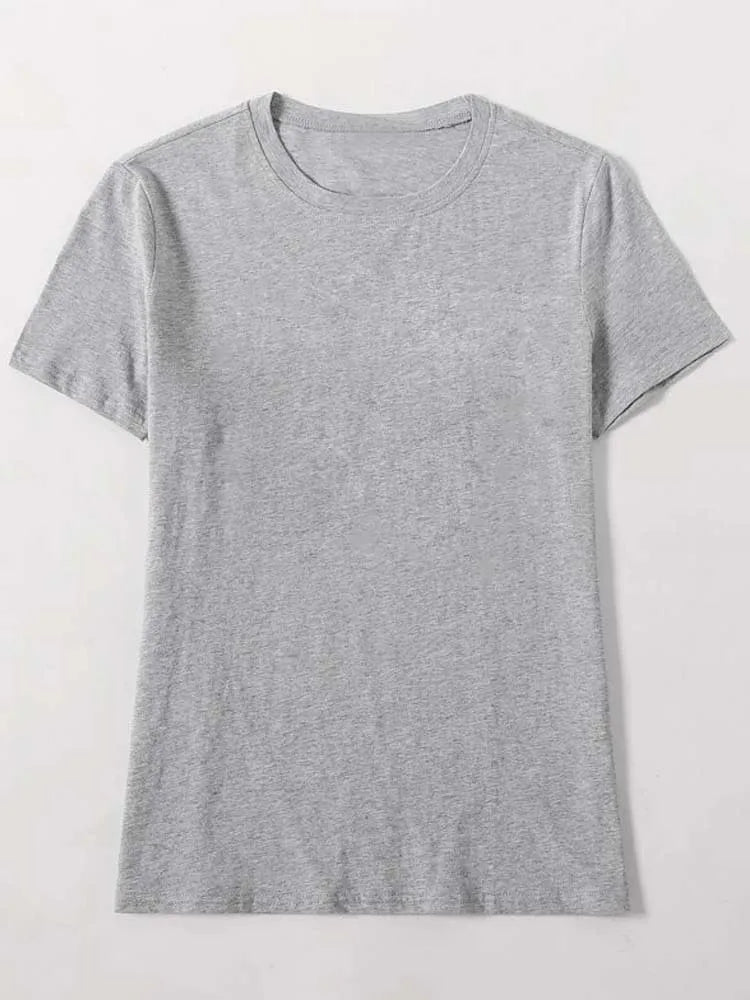 Maycaur Breathable New Women'S Short Sleeve T-Shirt Print T-Shirt Multi Pure Color T Shirt Fashion Sports Breathable Tshirt Female