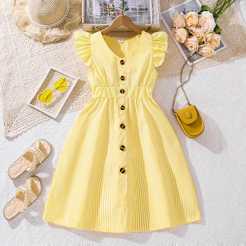 Girls Sweet A-Line Sleeveless Dress