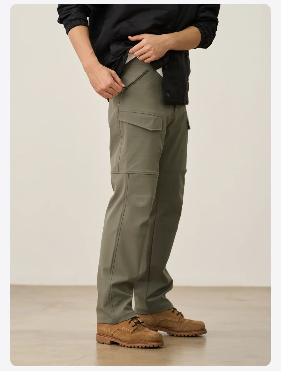 SIMWOOD 2026 Spring New Loose Straight Water Repellent Softshell Pants Men Elastic Hiking Trouser
