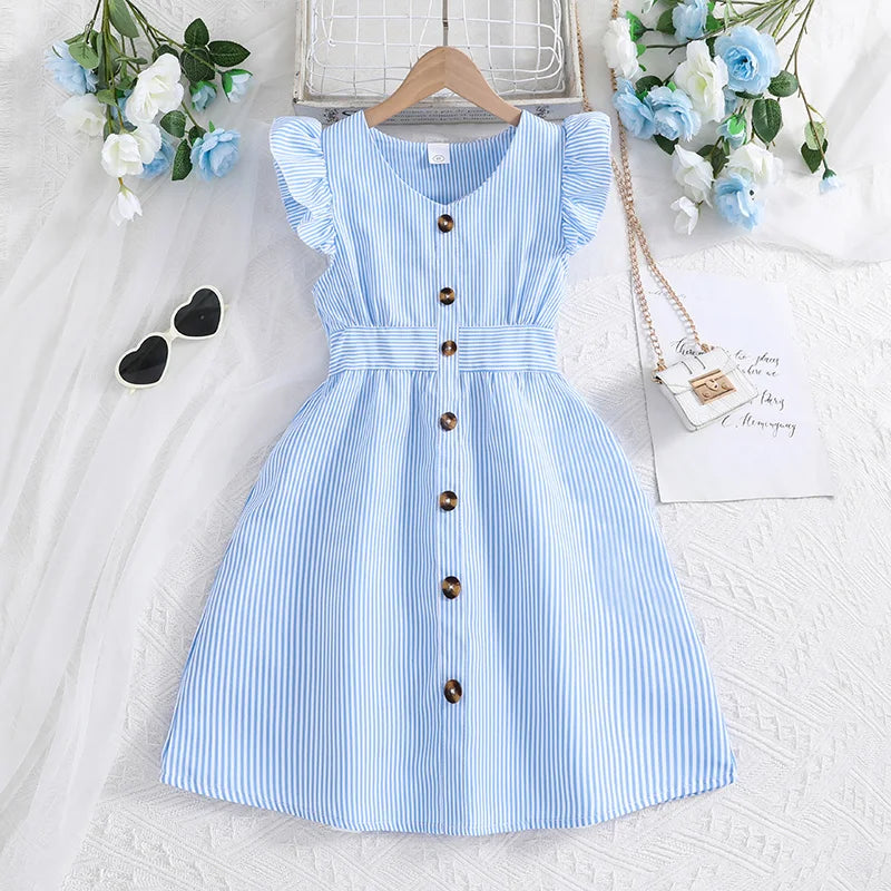 Girls Sweet A-Line Sleeveless Dress