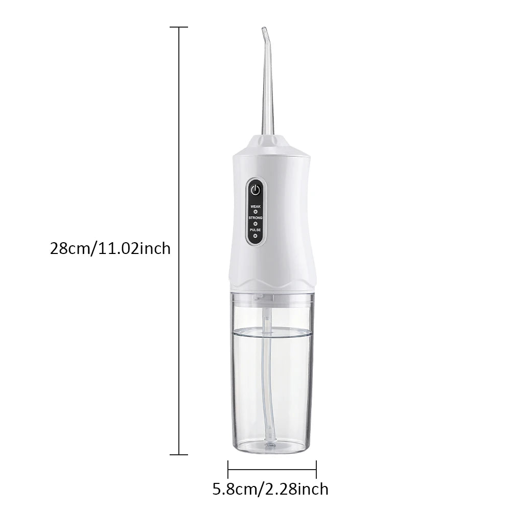 Portable Water Flosser 3 Modes 1200 Pulses/min 220ml Tank 500mAh Rechargeable 360° Nozzle Oral Irrigator Teeth Cleaner Home Use