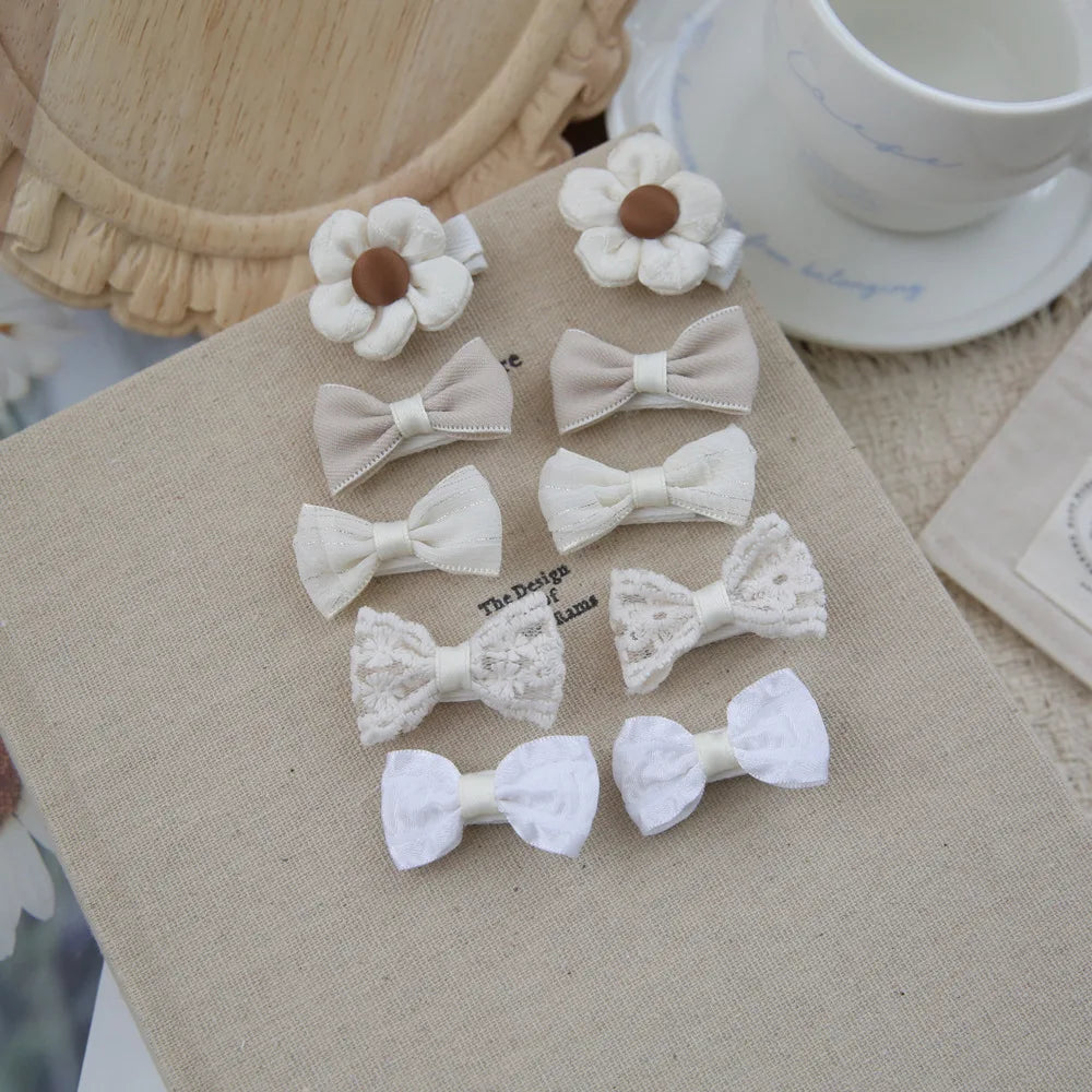 10pcs/Set Baby Hair Accessories for Girls Full Coverage Fabric Lovely Hair Clips Children's Headwear Bow Hair Accessories