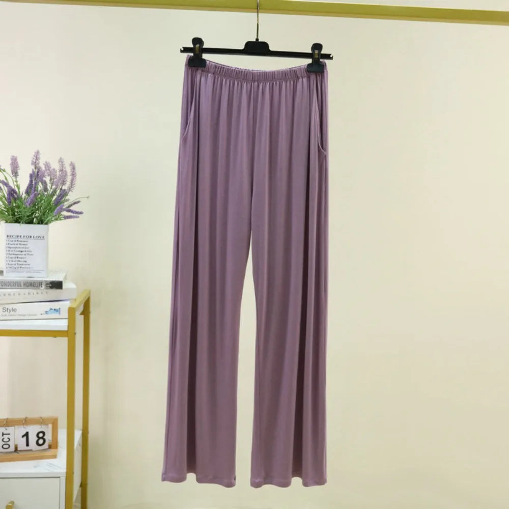 Fdfklak Women's Modal Pajama Pants - High Waist Lounge Sleep Bottoms