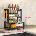 Estante metálico para especias de 2-3 niveles ajustable, organizador de almacenamiento de cocina multifuncional de pie con dispositivo de fijación, soporte para cuchillos