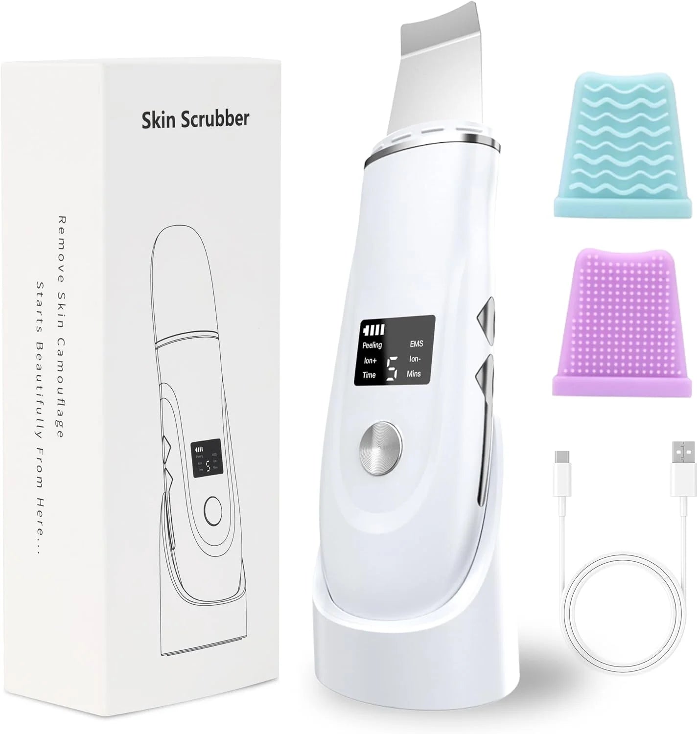 Ultrasonic Skin Scrubber Blackhead Remover Peeling Pore Cleaner Face Cleaning Blackhead Removal Shovel Face Deep Cleaning Device