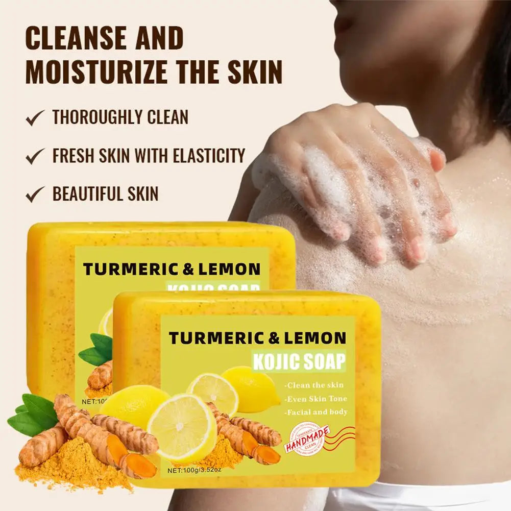 Lemon Turmeric Kojic Acid Soap Bar - Handmade Exfoliating Face & Body