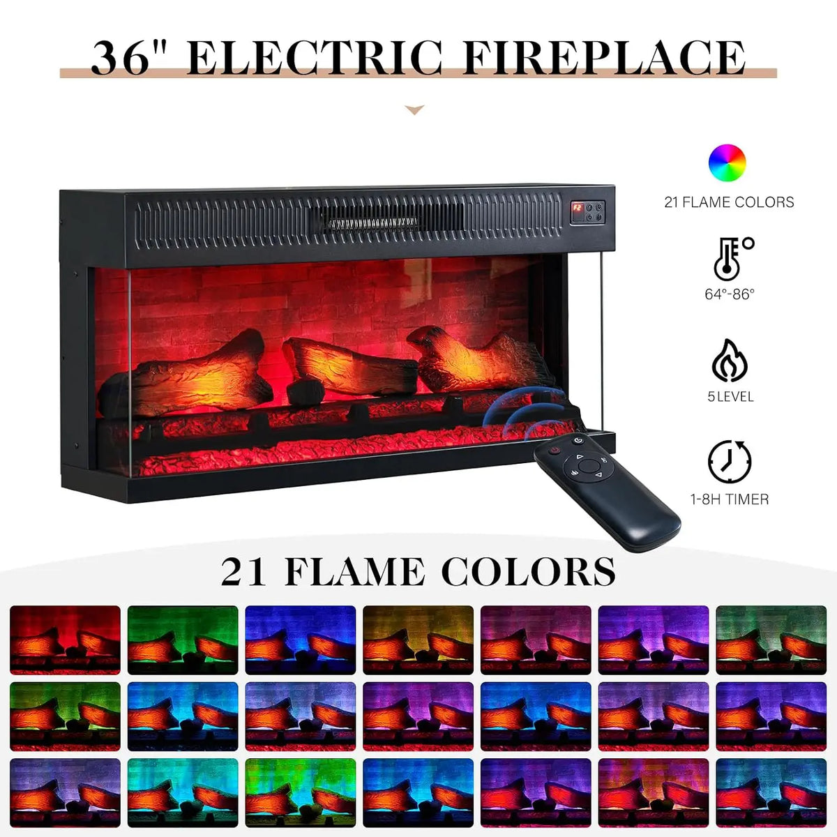 Farmhouse 70" Fireplace TV Stand with 36" Electric Fireplace | 3-Sided Electric Fireplace, Media Entertainment, Customized