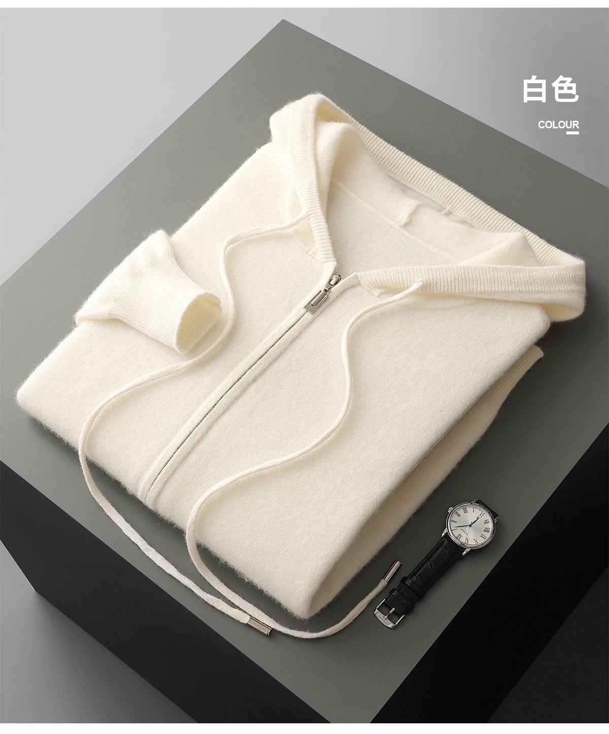 Men's Cashmere Knit Hooded Cardigan Zip Up Sweater For Premium High Quality Warmth And Style