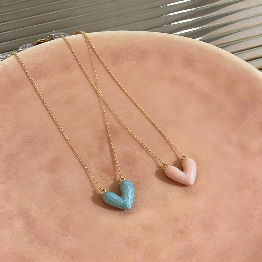 Electroplated Oil Drop Love Pendant Simple and Fashionable Necklace Light Luxury Elegant and High-End Necklace