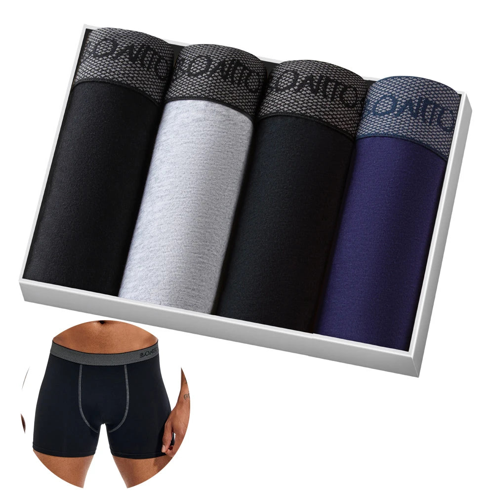 Men's Cotton Boxer Shorts 4-Pack – Soft Breathable Everyday Comfort Underwear