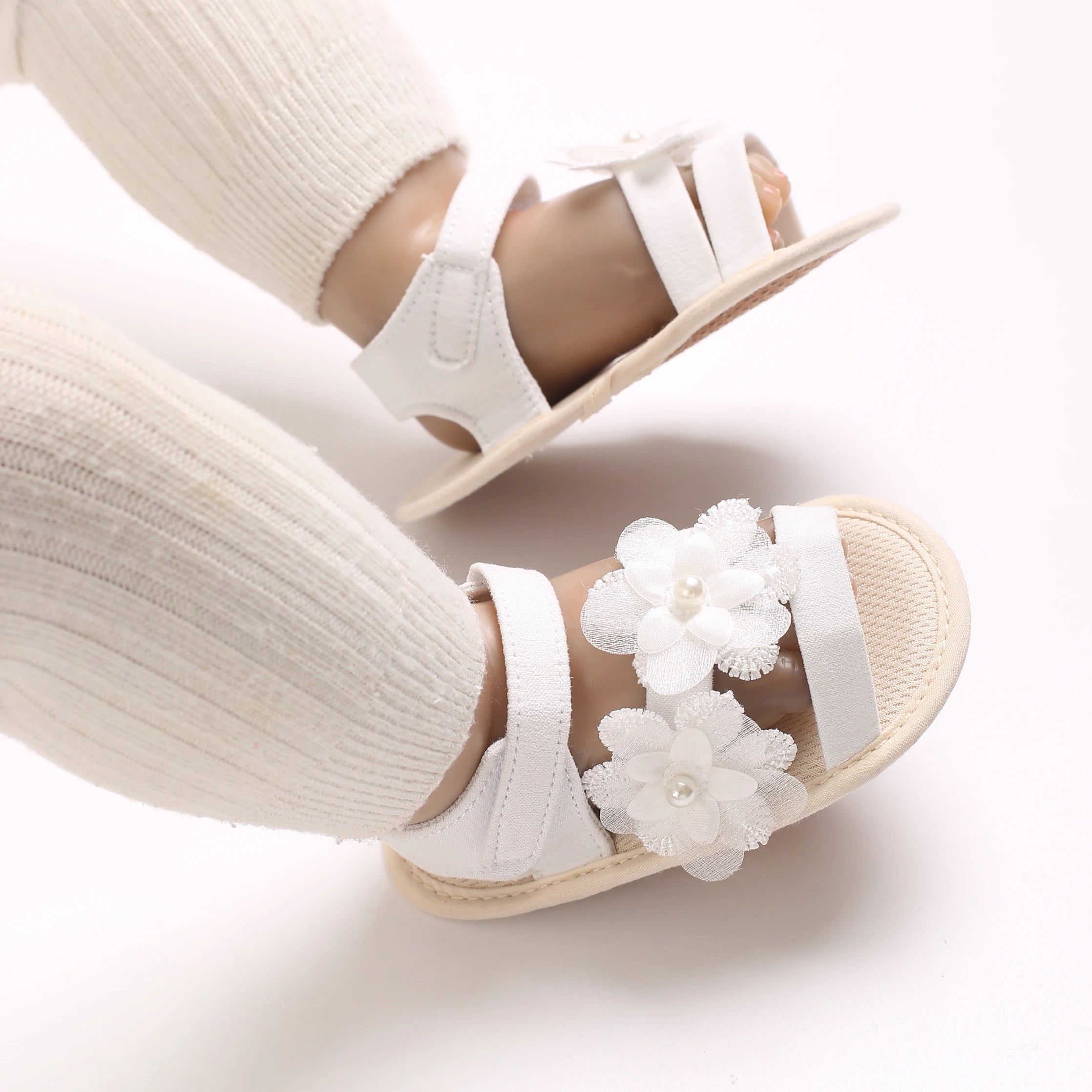 New big bow floral 0-18 months baby princess shoes sandals breathable PU upper walking shoes
