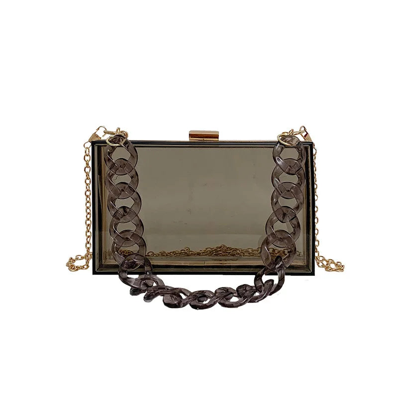 Fashionable Acrylic Handbag Women's Hot Sale Of The Season New Chain Box Bag Transparent Handbag Cross-Border Style Small Siz...