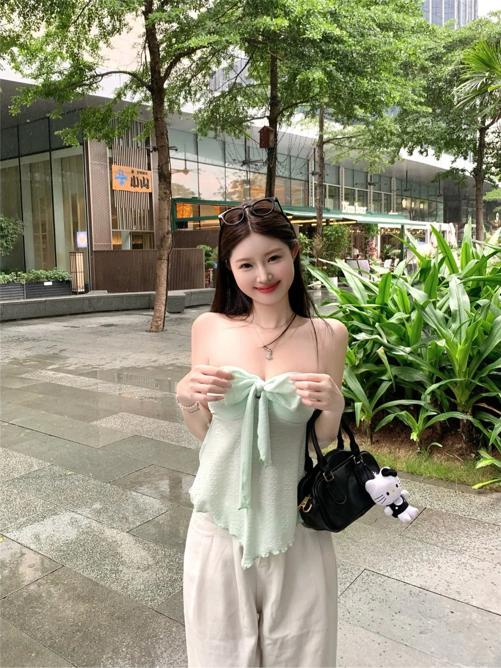 Pure Desire Sexy Backless Vest Top Women's Strapless Bralette  Knot Design Summer Knitted Slim Fit  Color