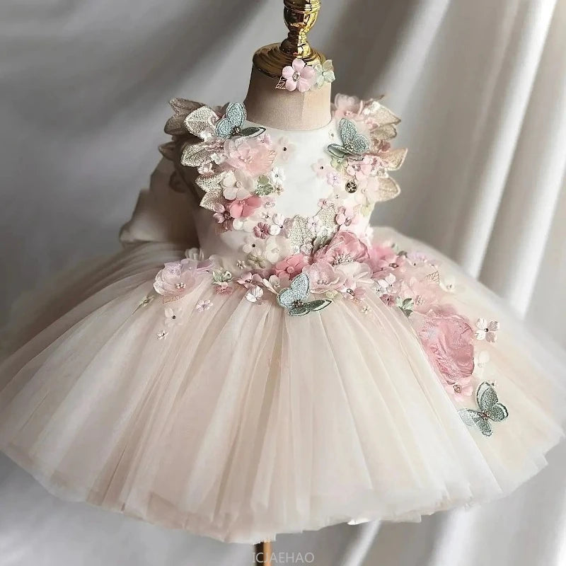 Wed Dress Summer Children Girls First Birthday Floral Princess Gown Costumes Flower Dresses Clothes Clothing Baby Kids Clothing