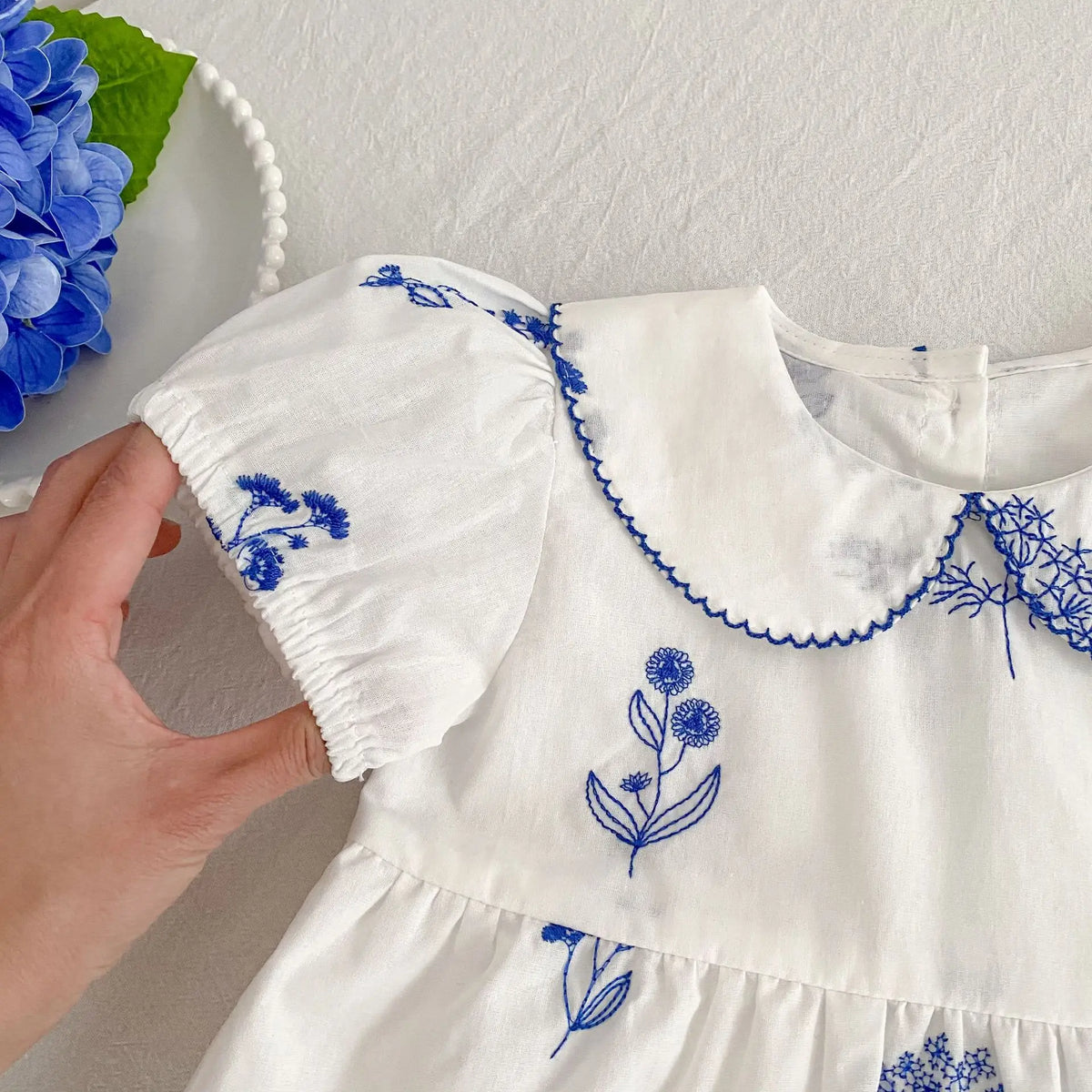 Summer New Style 2-6Y Girl Dress Korean Embroidered Short Sleeve Baby Clothes Children's Dress Girls Retro Sister Dress