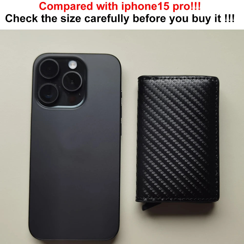 Carbon Fiber Credit Card Holder Wallets Men Brand Rfid Black Magic Trifold Leather Slim Mini Wallet Small Money Bag Male Purses