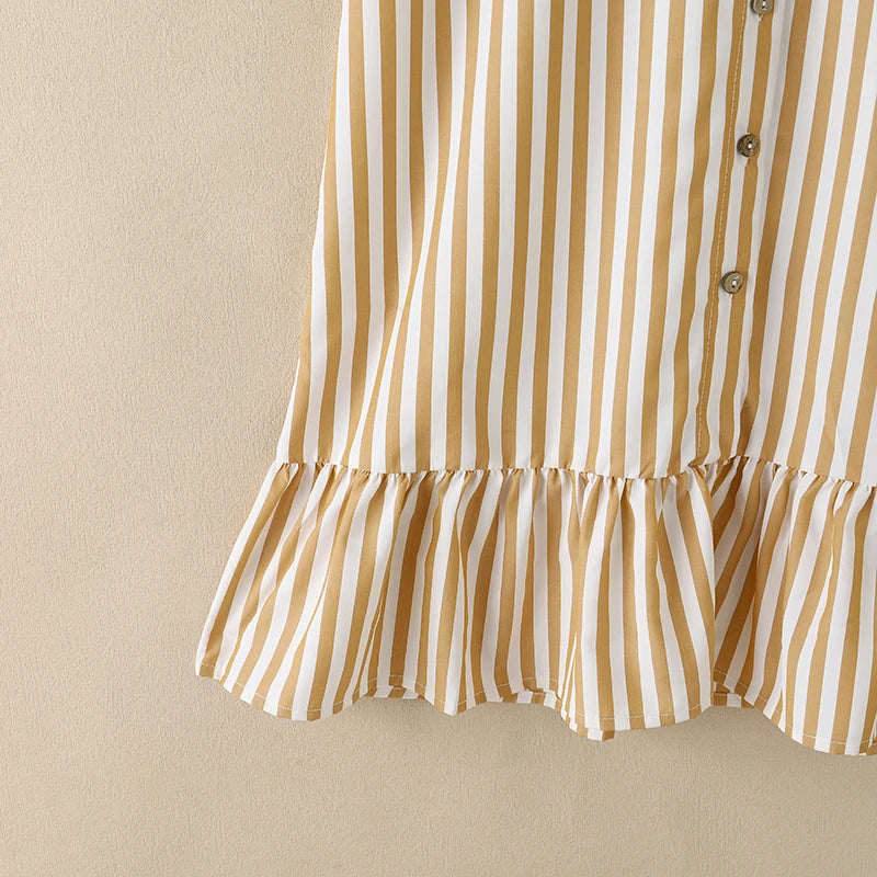 2026 Summer Striped Dress ZANZEA Women Elegant Work Dresses Short Sleeve Buttons Down Sundress Casual Holiday Knee Length Robe