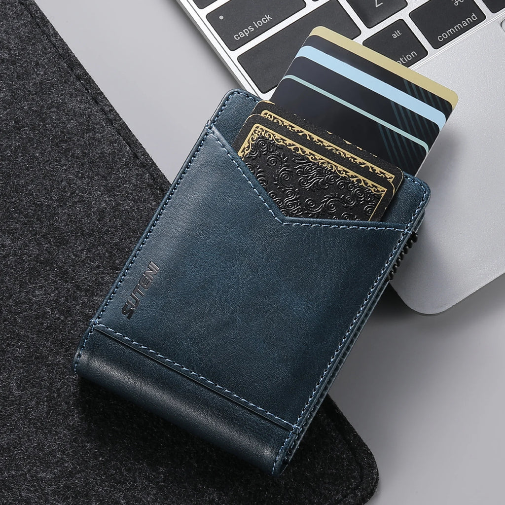 SUTENI Card Slot Wallet Flip Cover Faux Leather Card Box Pressing The Button Automatically Ejects The Card