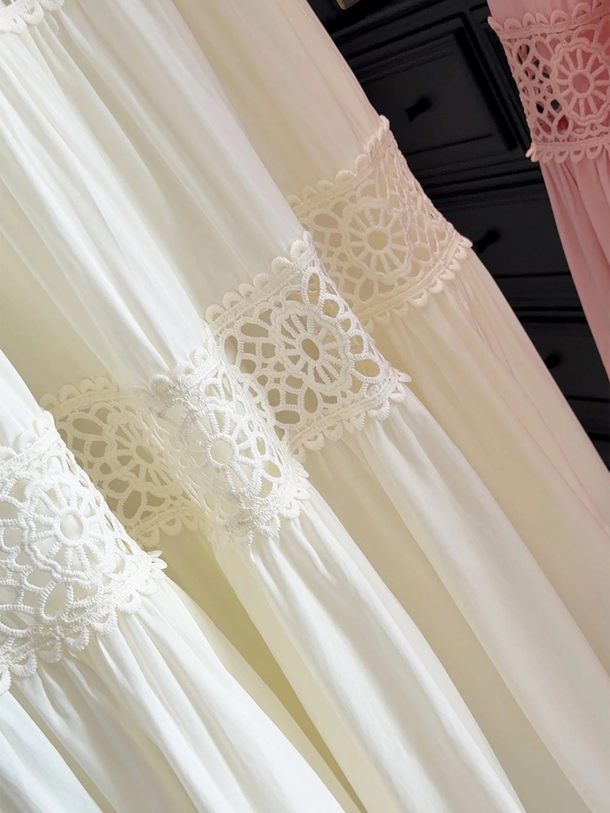 Korean-Style White Cake-Tier Skirt Women's Spring/Summer New Arrival Lace Cutout Patchwork Cotton Elegant Midi Skirt