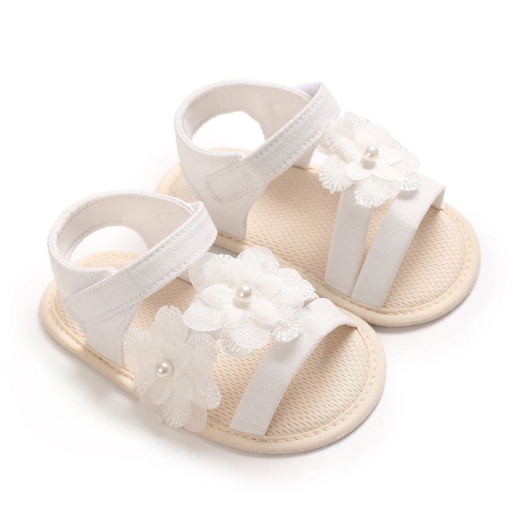 New big bow floral 0-18 months baby princess shoes sandals breathable PU upper walking shoes