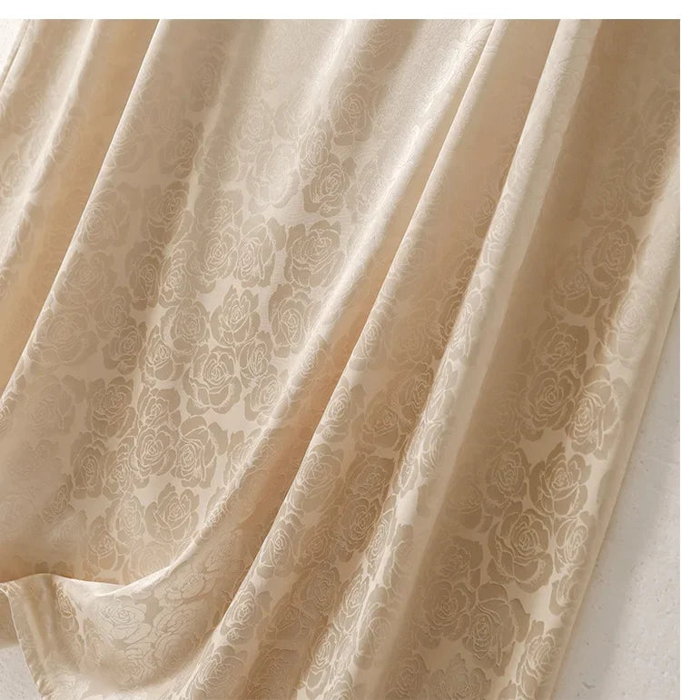 New Arrival Export Quality Genuine Silk Vinegar Satin Round Neck Rose Dress Innertank Skirt Women's Long Dress