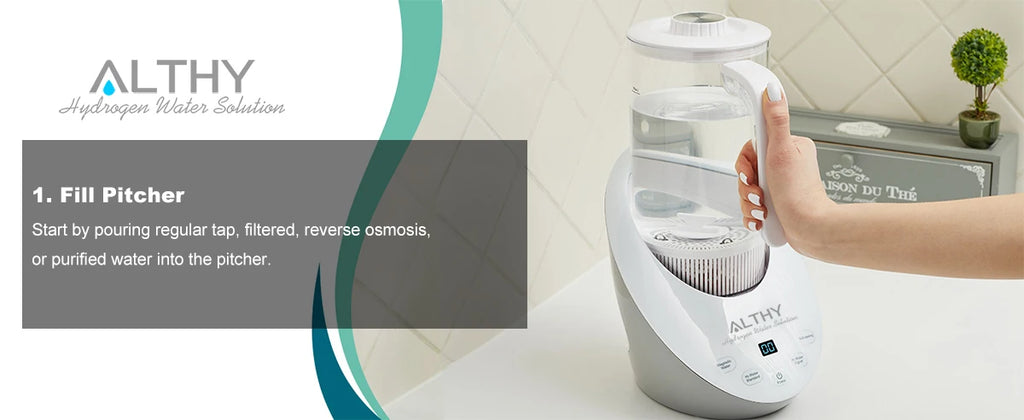 ALTHY Hydrogen  Water Pitcher Generator Machine Jug Bottle SPE&PEM Technology. Balanced Purified Water PH Calcium Sulfite filter