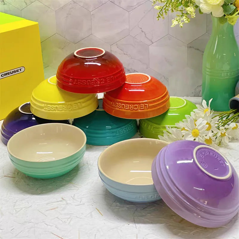 Le Creuset Cool Color Cerc Bowl for Salad Soup Noodles Fruit Rice round Multifunctional Dining Utensils French Sle Daily...