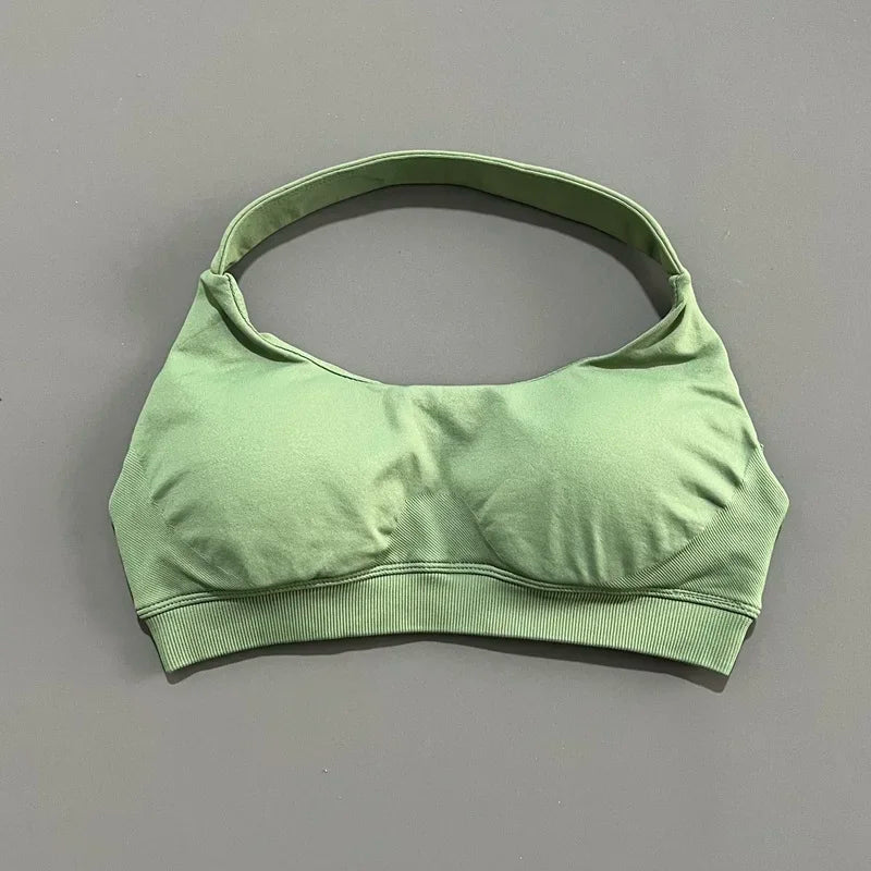 Women Sports Bra Seamless Halter Yoga Clothes Removable Cups Women Workout Clothing Gym Backless Bra Running Workout Tops