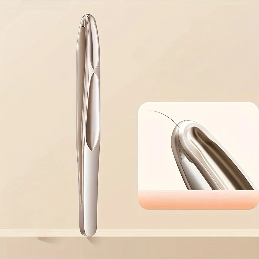 Stainless Steel Eyebrow Clips for Precision Beard and Mustache Trimming Gentle on Light Beige Round Head Tweezers