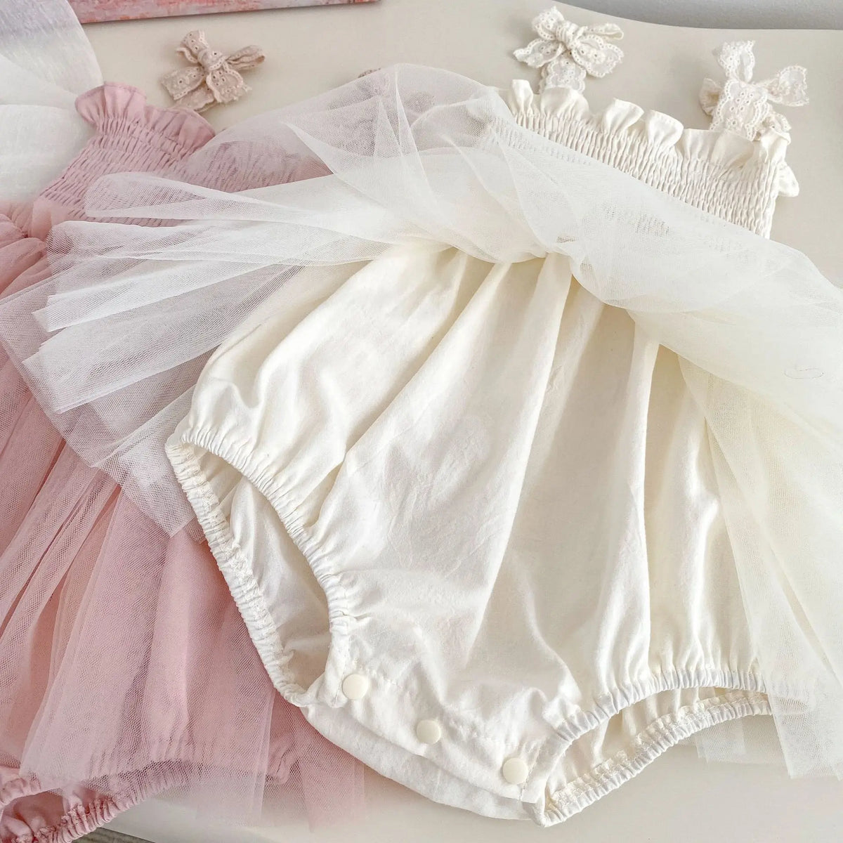 Baby Girl Summer New Bow Strap Bag Fart Clothes Baby Hundred Day Banquet One Year Old Princess Mesh Dress Gift Dress