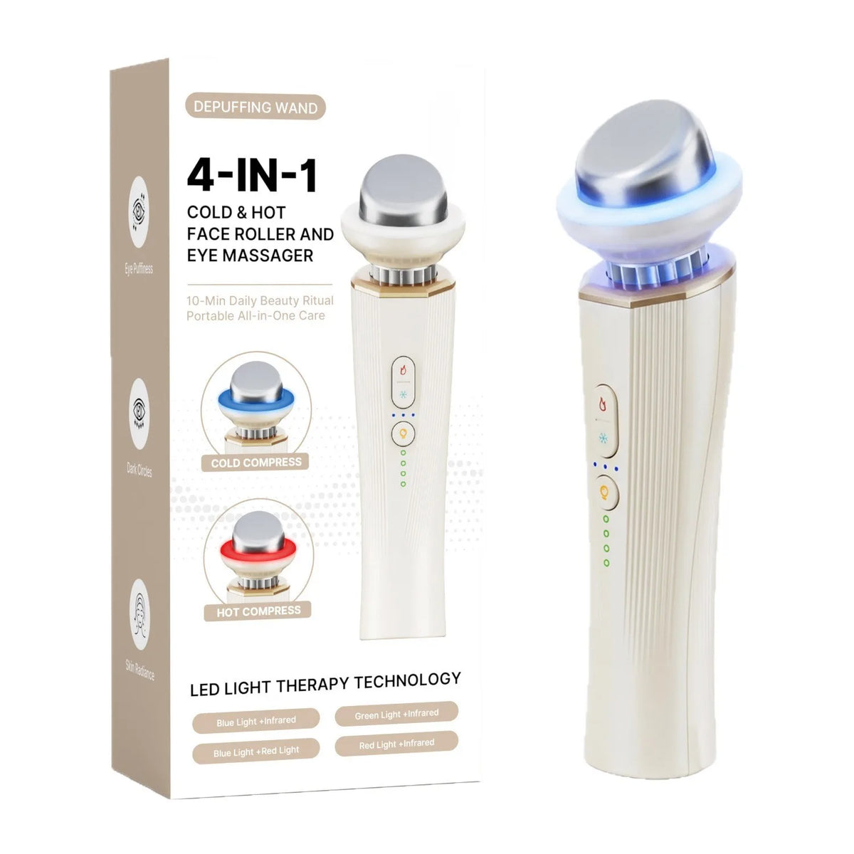 Electric Handheld Facial Beauty Tool with Hot Cold Red-Light Vibration for Skin Firming Lift Massager