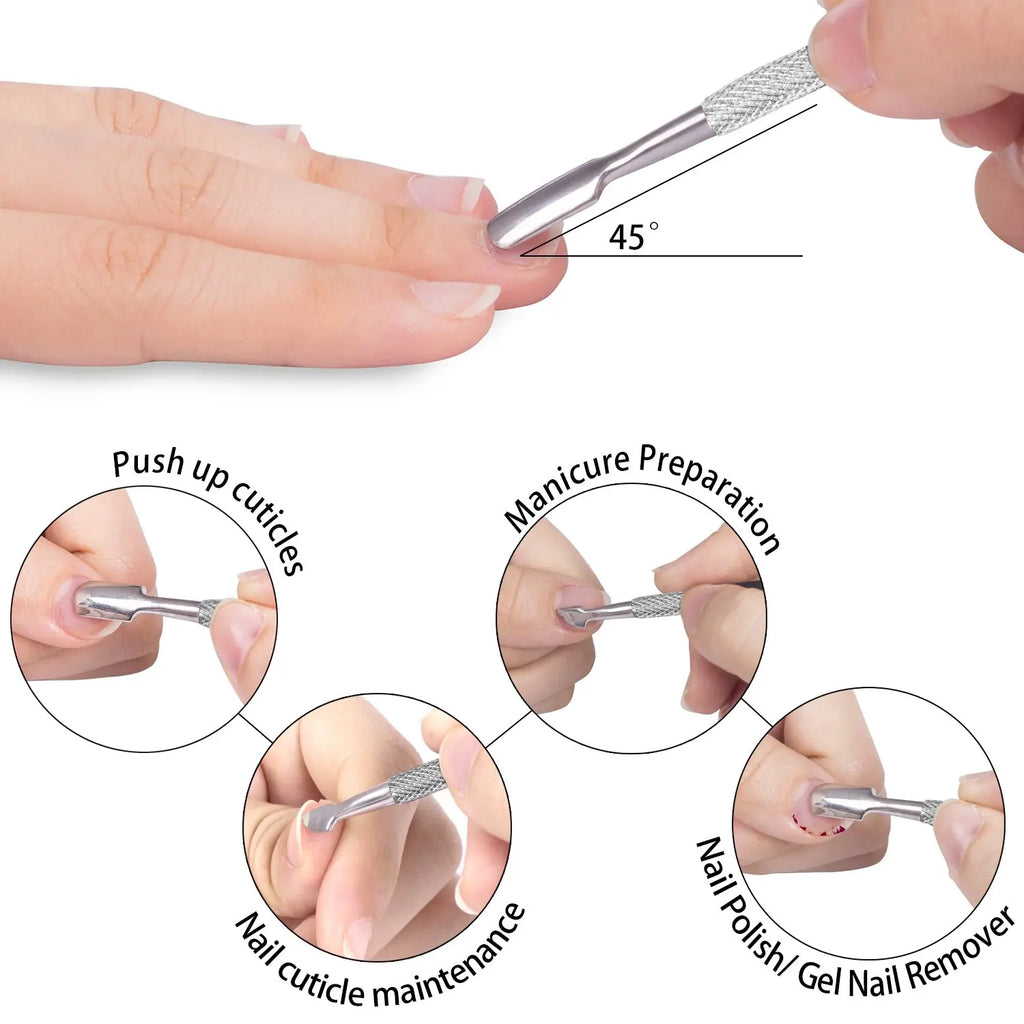 LINMANDA Cuticle Pliers with Cuticle Pusher Stainless Steel Cuticle Remover and Trimmer Perfect For Fingernails and Toenails