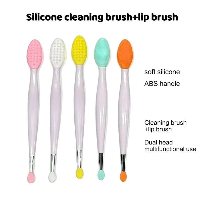 Double-headed Silicone Brush Skin Care Lip Exfoliating Facial Cleansing Face Scrub Nose Clean Brush Lipstick Lip Balm Applicator