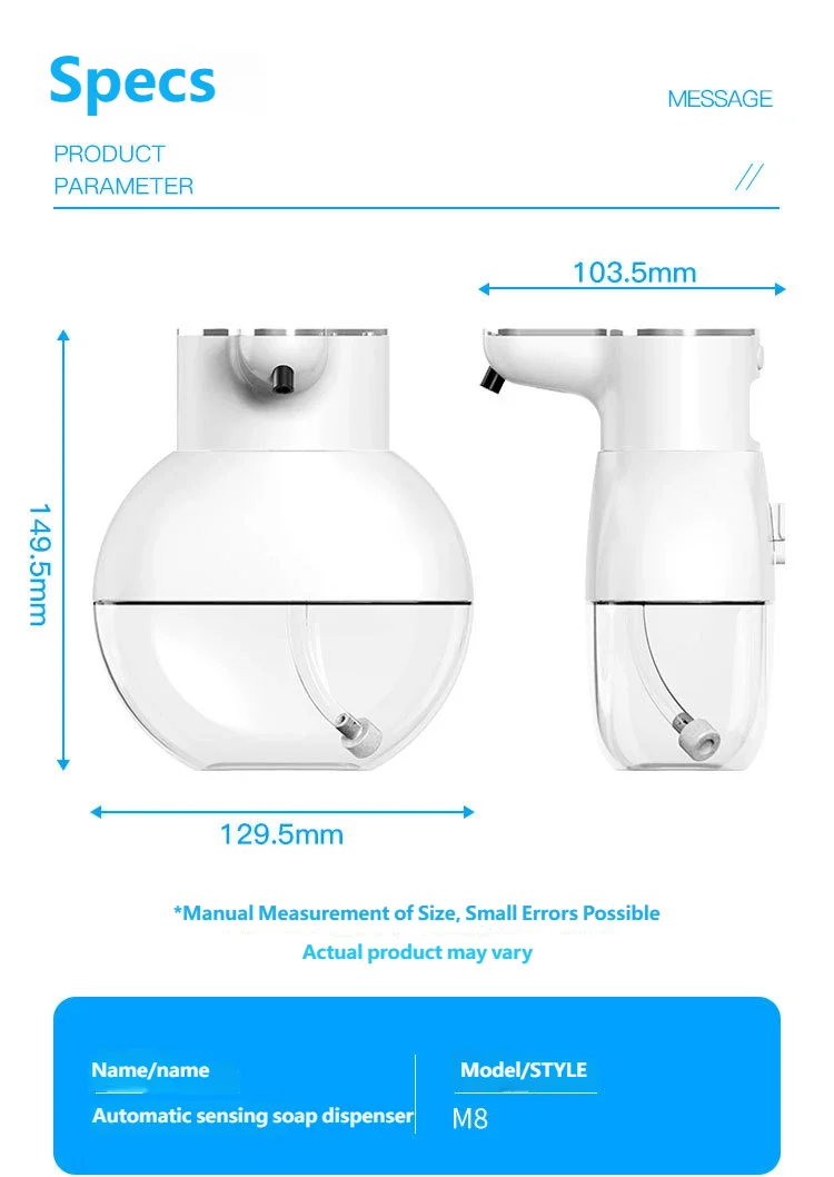 Dispensador de jabón automático Homefish, dispensador de espuma de jabón de manos de pared inteligente para lavavajillas de pequeña y gran capacidad