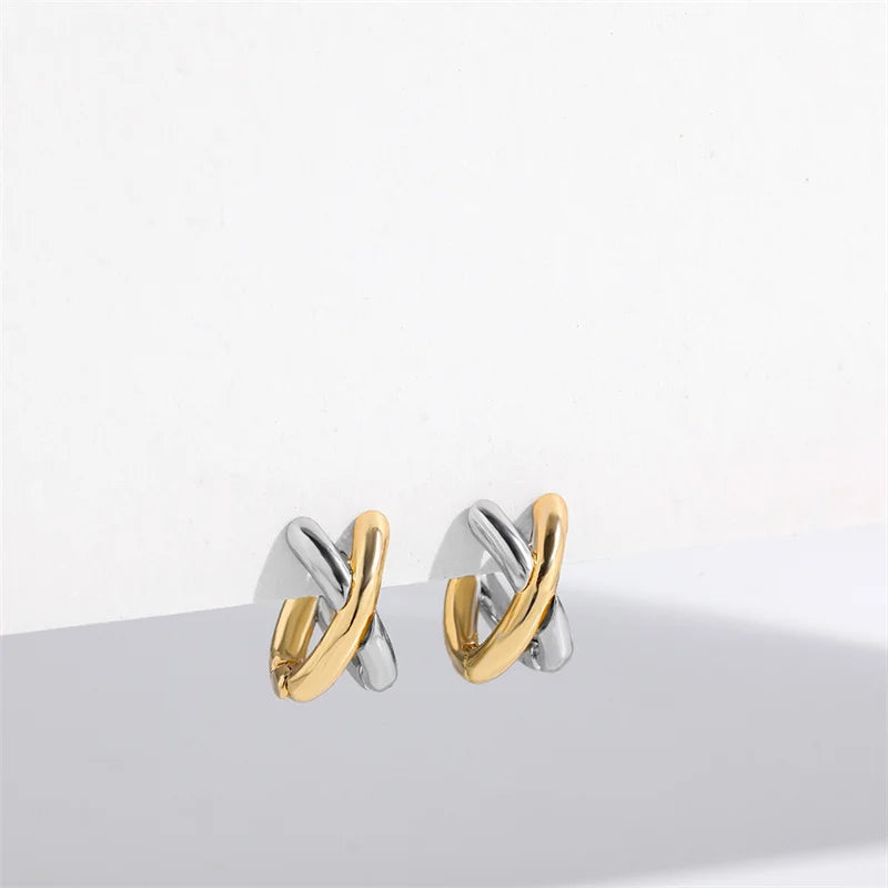 Vintage Cc Design Stud Earrings For Women'S Korean Fashion X Cross Zircon Earring Engagement Jewelry Gifts