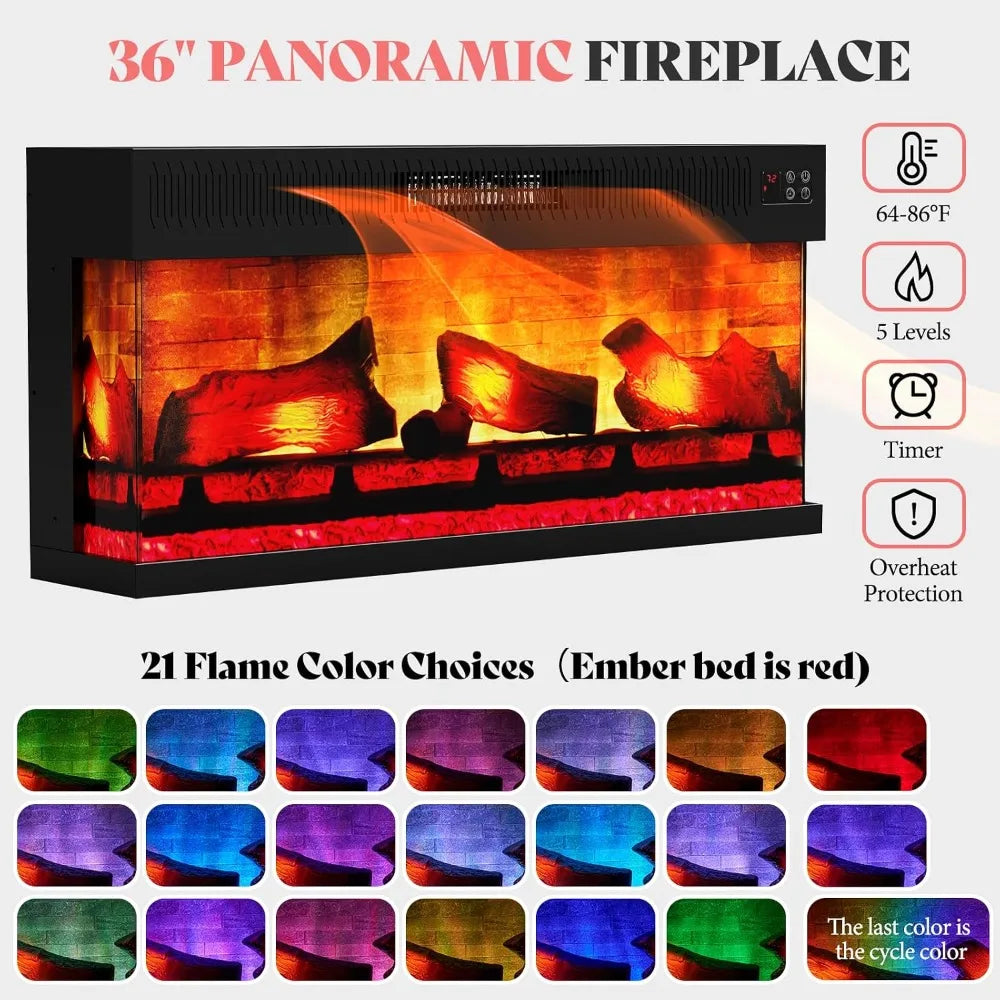 70" Electric Fireplace with Mantel, Farmhouse 3-Sided Fireplace TV Stand for TVs up to 75 Inch, Entertainment, Customized
