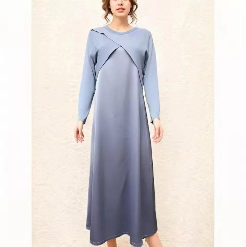 Silk Satin Maxi Dress & Knit Top Set