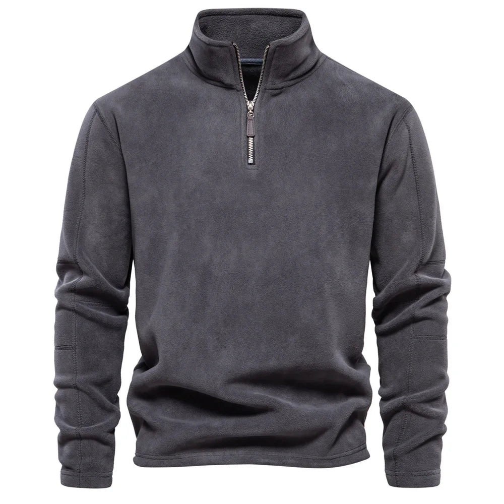 Men's Half-Zip Fleece Pullover - Long Sleeve Business Casual Shirt